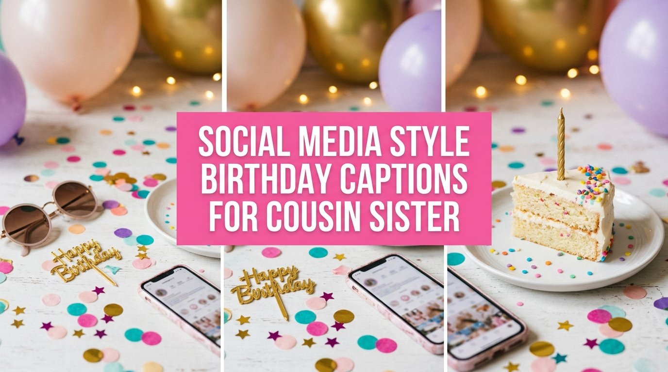 Social Media Style Birthday Captions for Cousin Sister